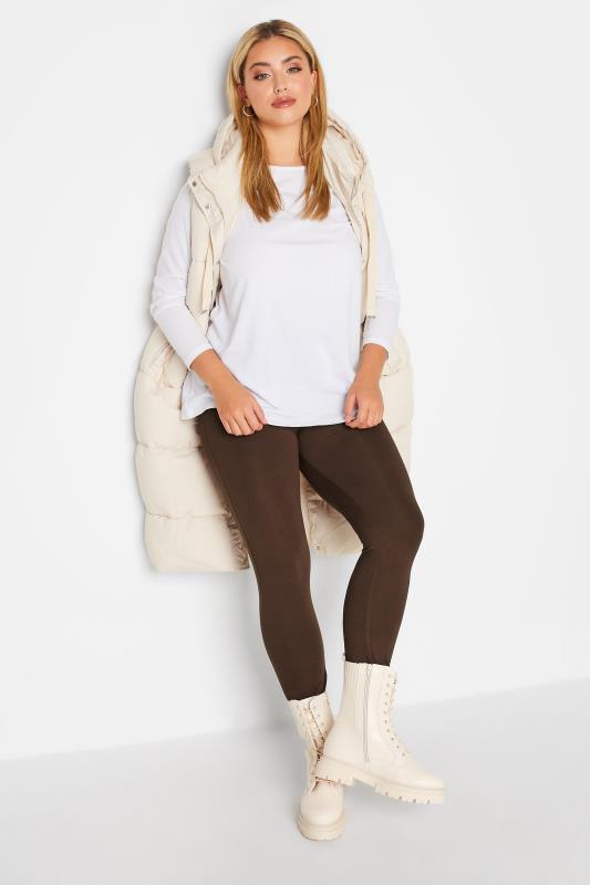Plus Size Chocolate Brown Soft Touch Stretch Leggings | Yours Clothing 3