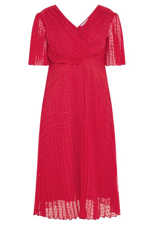 YOURS LONDON Plus Size Red Chocolate Brown Metallic Dobby Wrap Dress | Yours Clothing 5