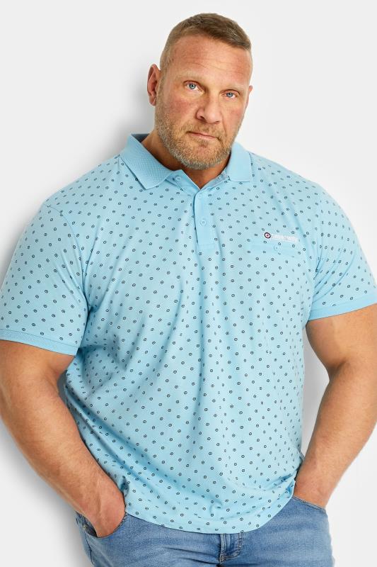 LAMBRETTA Big & Tall Plus Size Light Blue Target Print Polo Shirt | BadRhino  1