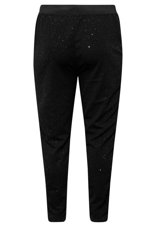 YOURS LONDON Plus Size Black Glitter Tapered Stretch Trousers | Yours Clothing 5