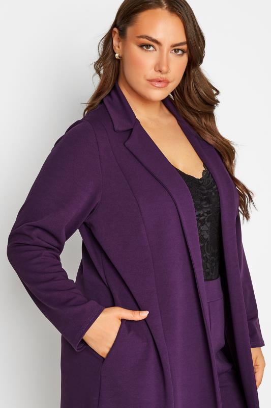YOURS Curve Plus Size Dark Purple Longline Blazer | Yours Clothing 4