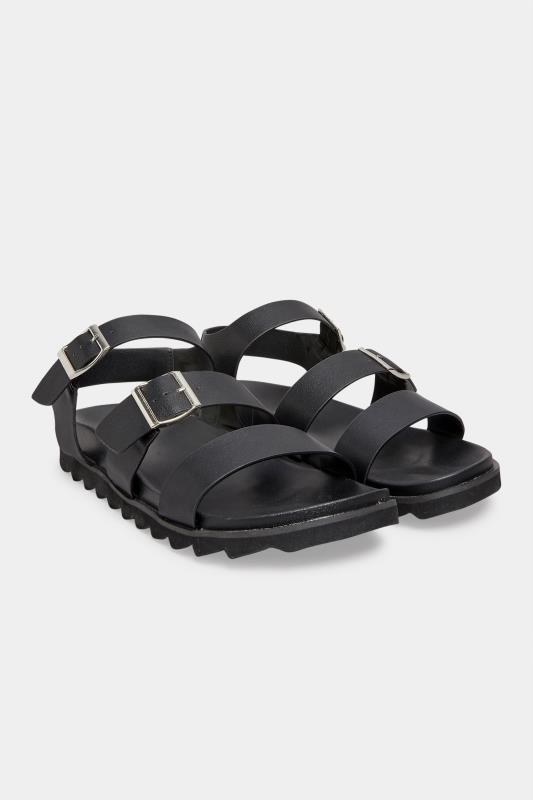 LIMITED COLLECTION Black Footbed Buckle Sandals In Extra Wide Fit | Yours Clothing 2