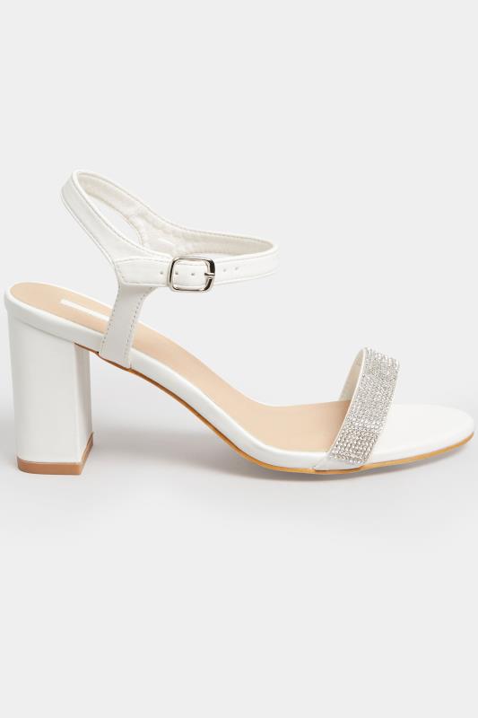 White Diamante Block Heel Sandal Wide E Fit & Extra Wide EEE Fit | Yours Clothing 3