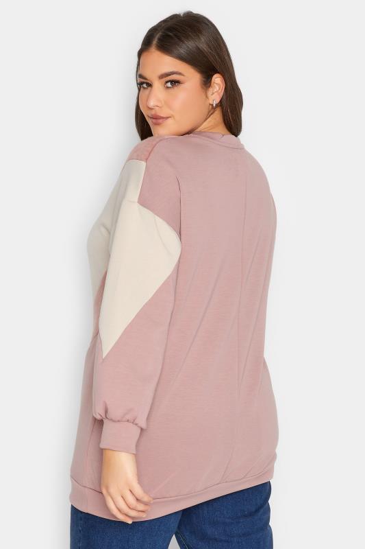 YOURS LUXURY Plus Size Pink Faux Fur Chevron Sweatshirt | Yours Clothing 4