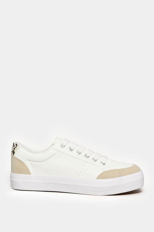 White Snake Print Trainers In Wide E Fit | Yours Clothing