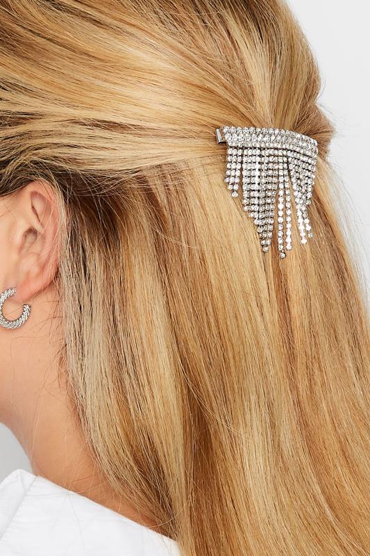 Silver Diamante Tassel Hairslide | Yours Clothing 1