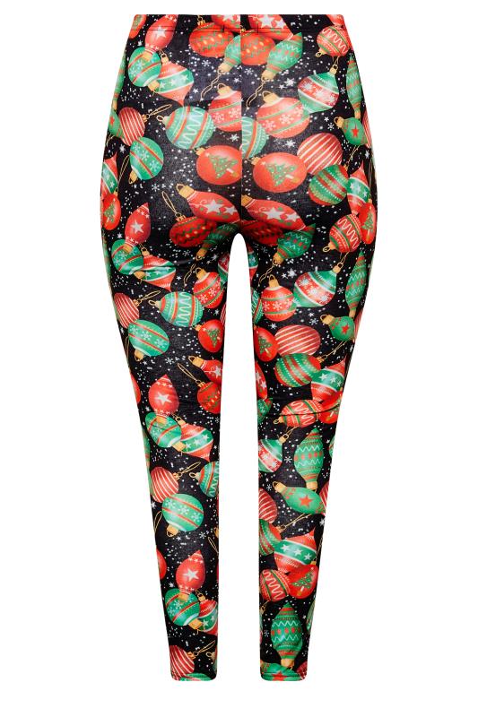 Curve Plus Size Red & Green Christmas Bauble Leggings | Yours Clothing 4