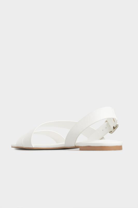 LTS White Crossover Strap Sandals In Standard D Fit 5