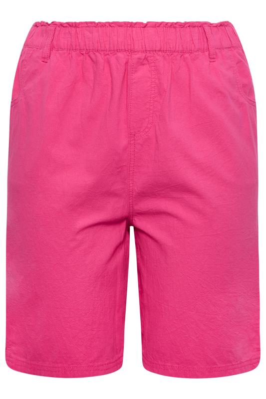 YOURS Curve Plus Size Hot Pink Cotton Shorts | Yours Clothing  4