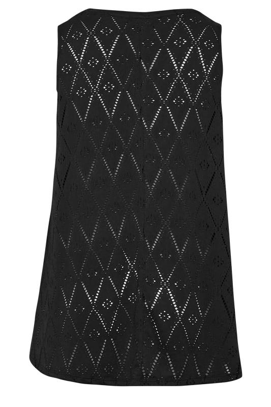 YOURS Curve Plus Size Black Broderie Vest Top | Yours Clothing  6