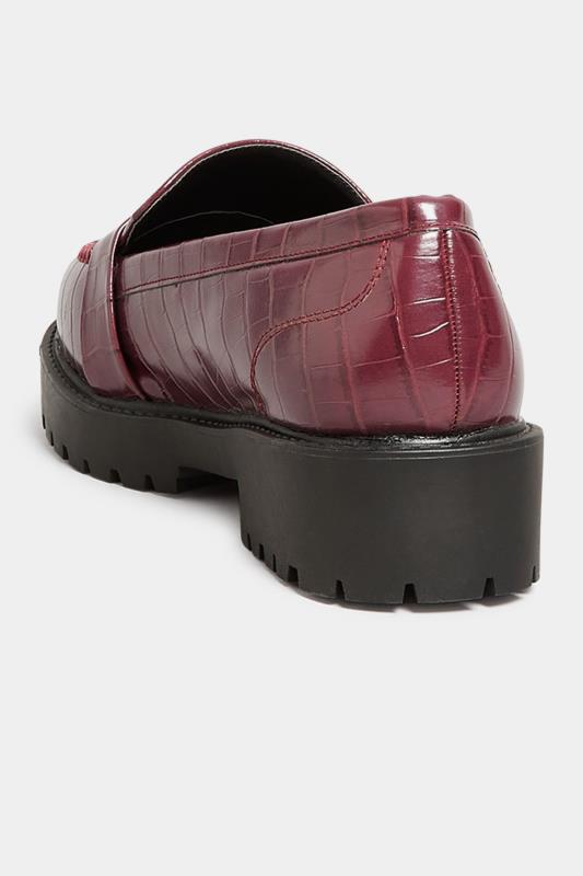 Red Croc Buckle Chunky Loafers In Extra Wide EEE Fit 4