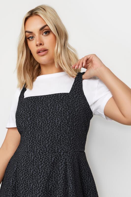 LIMITED COLLECTION Plus Size Charcoal Grey Animal Print Pinafore Dress | Yours Clothing  4