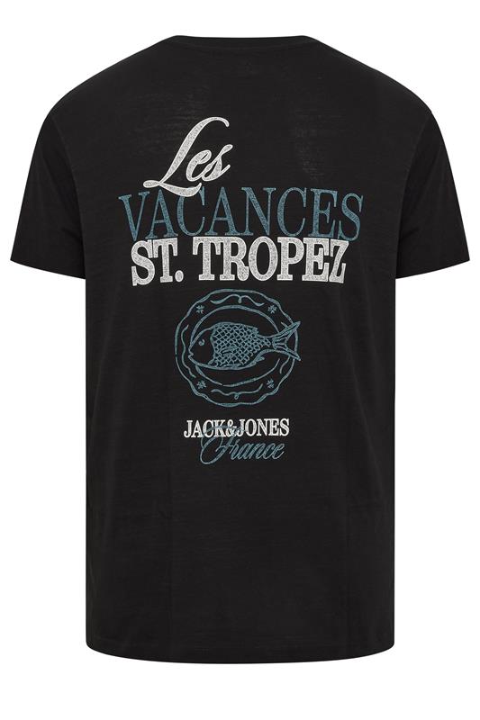 JACK & JONES Big & Tall Black 'St. Tropez' Print Tee | BadRhino 5