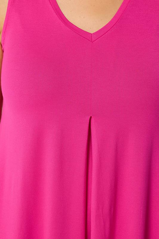 YOURS Plus Size Bright Pink Pleated Vest Top | Yours Clothing 4
