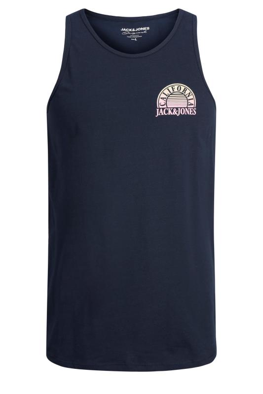 JACK & JONES Big & Tall Navy Blue Logo Print Vest | BadRhino 2