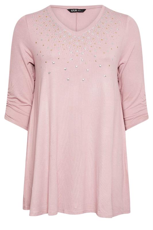 YOURS Plus Size Pink Star Embellished Swing Top | Yours Clothing 5