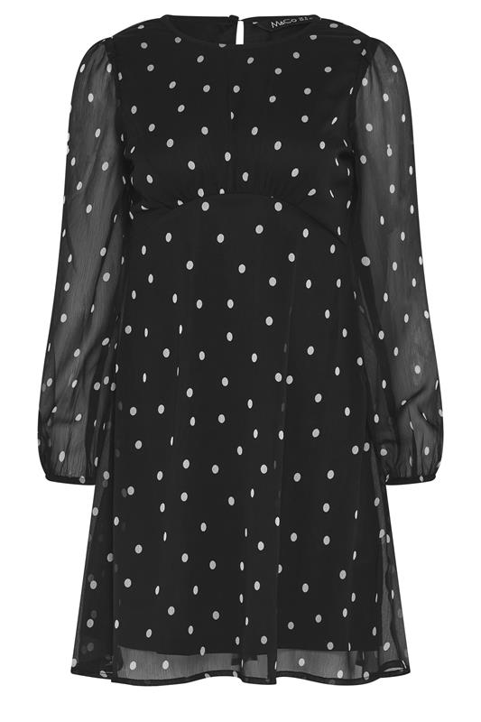 M&Co Petite Women's Black Spot Chiffon Mini Dress | M&Co 1