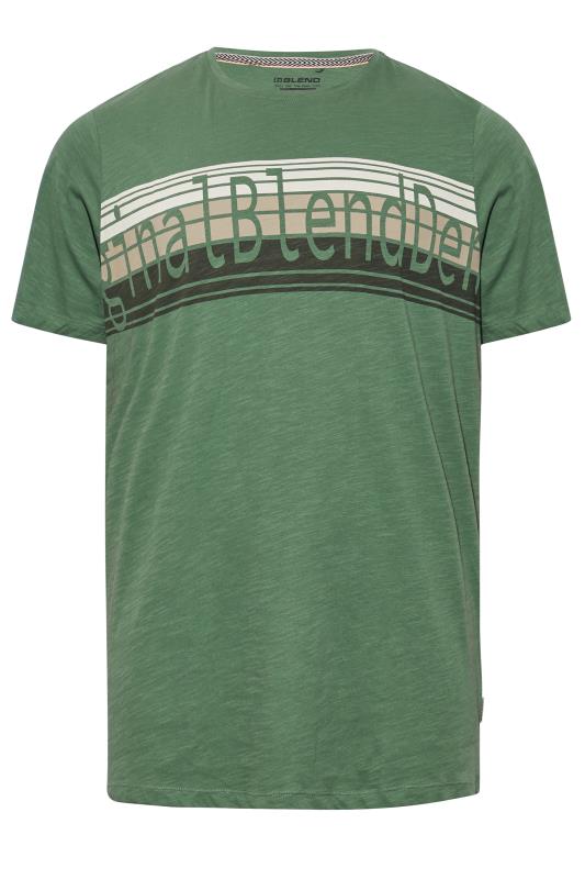 BLEND Big & Tall Green Stripe Logo T-Shirt 3