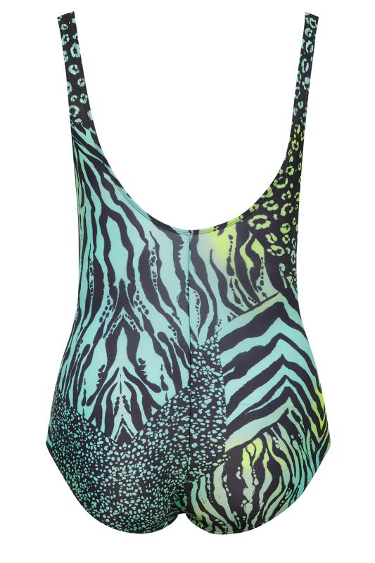 YOURS Curve Plus Size Green Animal Print Swimsuit | Yours Clothing  7