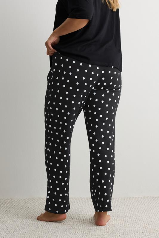 YOURS Plus Size Black Polka Dot Wide Leg Pyjama Bottoms | Yours Clothing 2