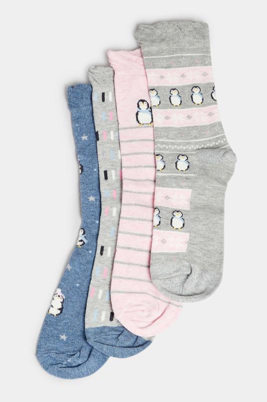 YOURS 4 PACK Blue Penguin Print Novelty Ankle Socks | Yours Clothing 3