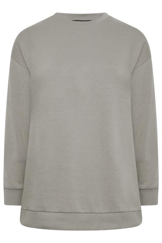 YOURS Plus Size Light Grey Crew Neck Sweatshirt | Yours Clothing 5
