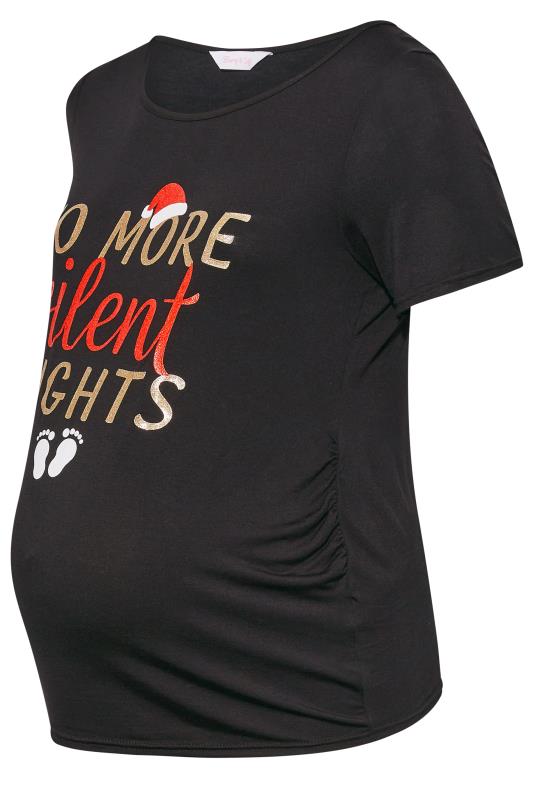 BUMP IT UP MATERNITY Plus Size Black 'No More Silent Nights' Christmas Top | Yours Clothing 6