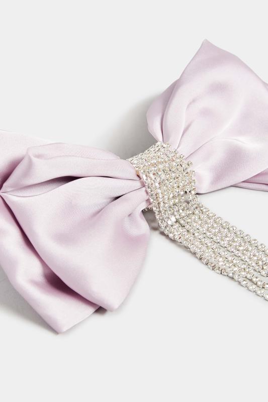 Lilac Purle Diamante Tassel Bow Hair Clip | Yours Clothing 4