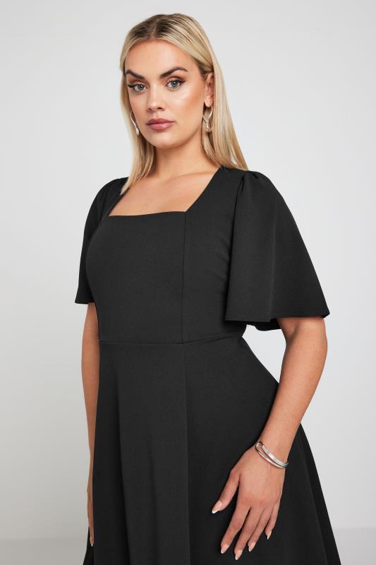 LIMITED COLLECTION Plus Size Black Angel Sleeve Mini Dress | Yours Clothing 4