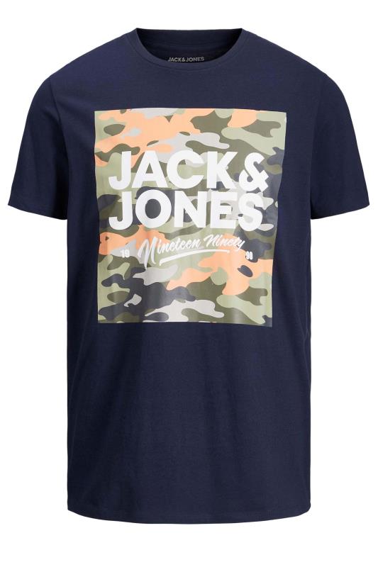 JACK & JONES Big & Tall Navy Blue Pete Camo T-Shirt 2