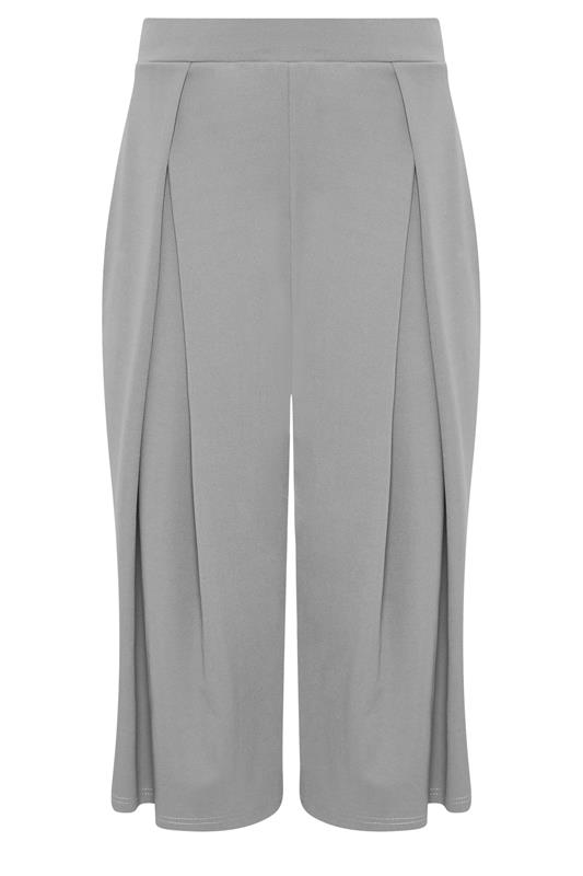 PixieGirl Petite Women's Grey Pleated Cropped Wide Leg Trousers | PixieGirl  5