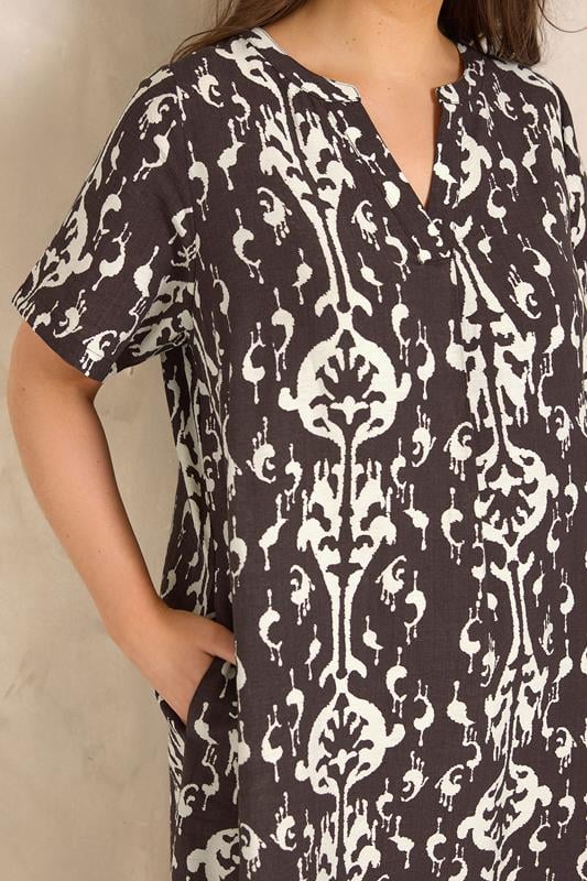 EVANS Plus Size Chocolate Brown Abstract Print Midi Shift Dress | Evans  4