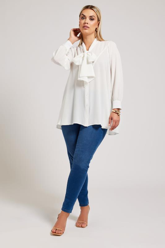 YOURS LONDON Plus Size White Tie Neck Blouse | Yours Clothing 4