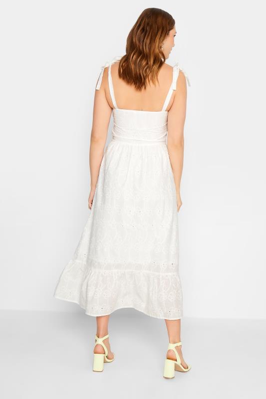 LTS Tall Women's White Floral Broderie Cotton Sundress | Long Tall Sally 3