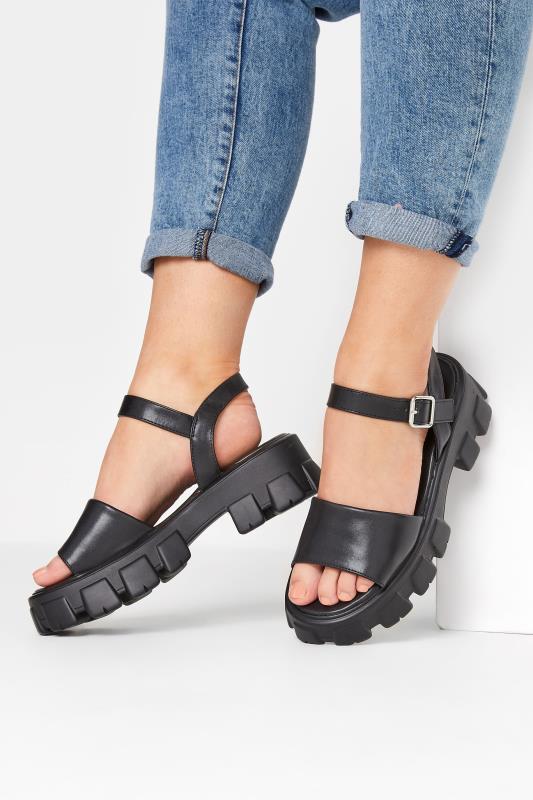 LIMITED COLLECTION Plus Size Black Chunky Platform Sandals In Extra Wide EEE Fit | Yours Clothing  1
