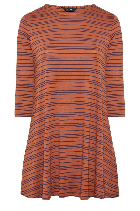 Plus Size Orange Stripe Longline T-Shirt | Yours Clothing 5