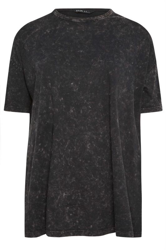 YOURS Plus Size Black Acid Wash Oversized T-Shirt | Yours Clothing 5