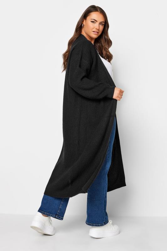 YOURS Plus Size Black Knitted Maxi Cardigan | Yours Clothing 4