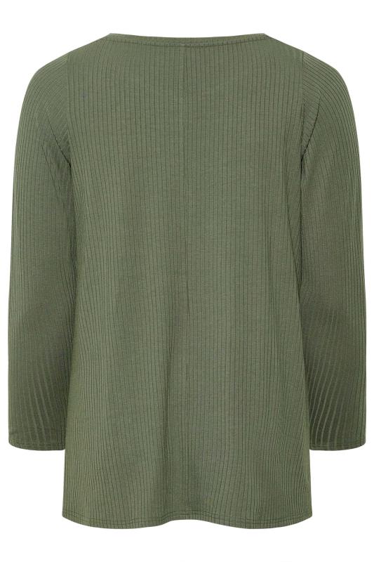Plus Size Khaki Green Long Sleeve Top | Yours Clothing 7
