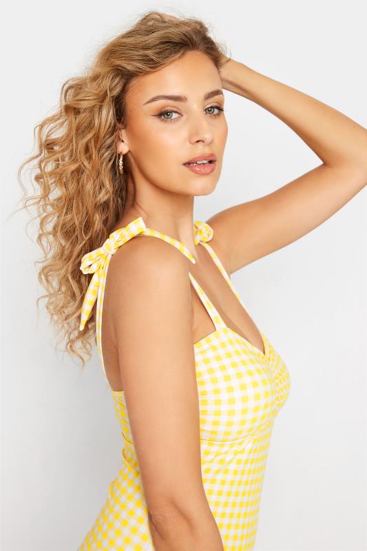 LTS Tall Women's Yellow Gingham Tie Shoulder Swimsuit | Long Tall Sally 3
