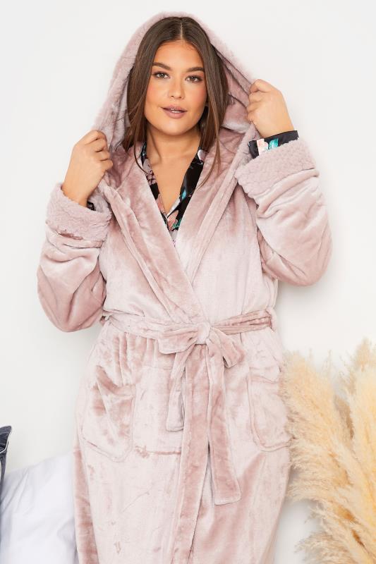 LTS Pink Faux Fur Trim Dressing Gown | Long Tall Sally 4