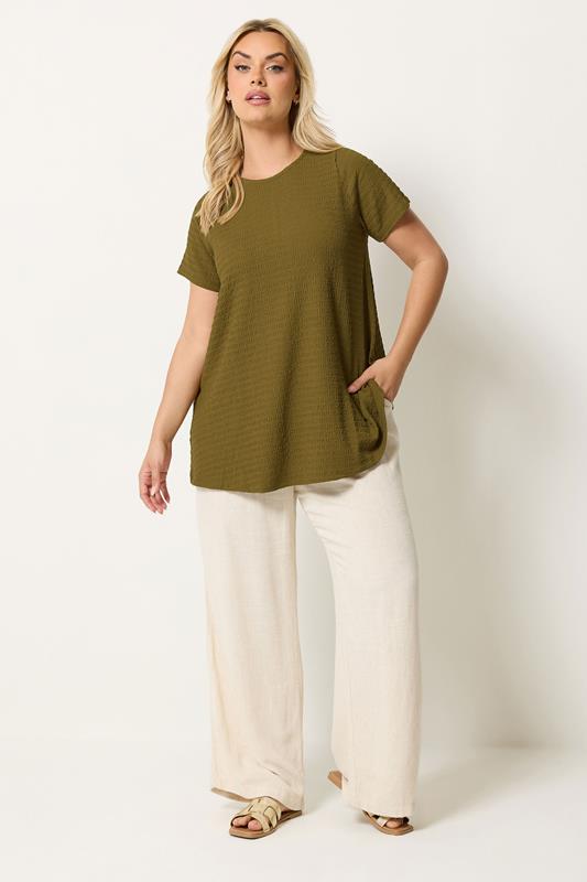 YOURS Plus Size Green Textured Swing Top | Yours Clothing 1