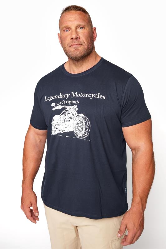 BadRhino Big & Tall Navy Blue Legendary Motorcycles Graphic Print T-Shirt 1