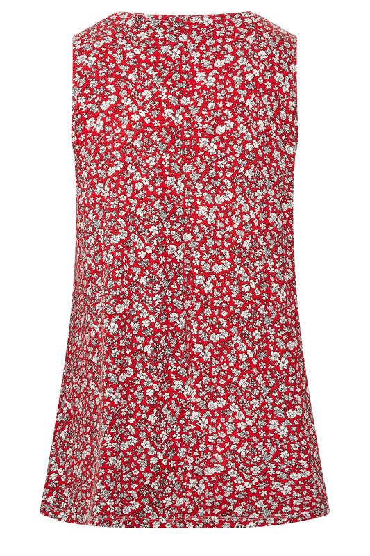YOURS Plus Size Red Floral Print Pleat Front Vest Top | Yours Clothing 7