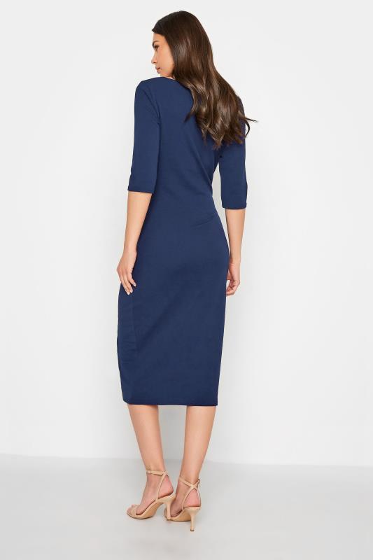 Tall Women's LTS Navy Blue Notch Neck Midi Dress | Long Tall Sally 3