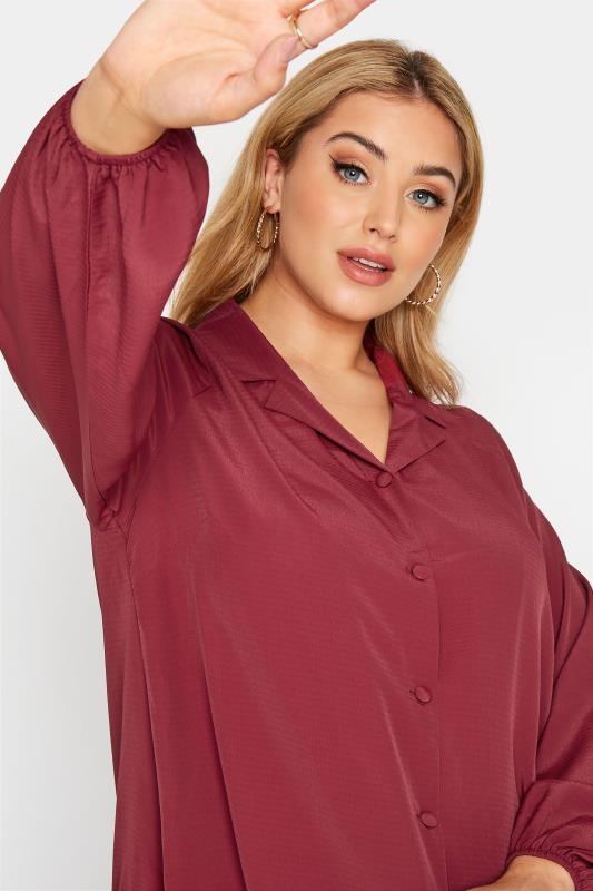 YOURS LONDON Curve Wine Red Ruffle Shirt 4