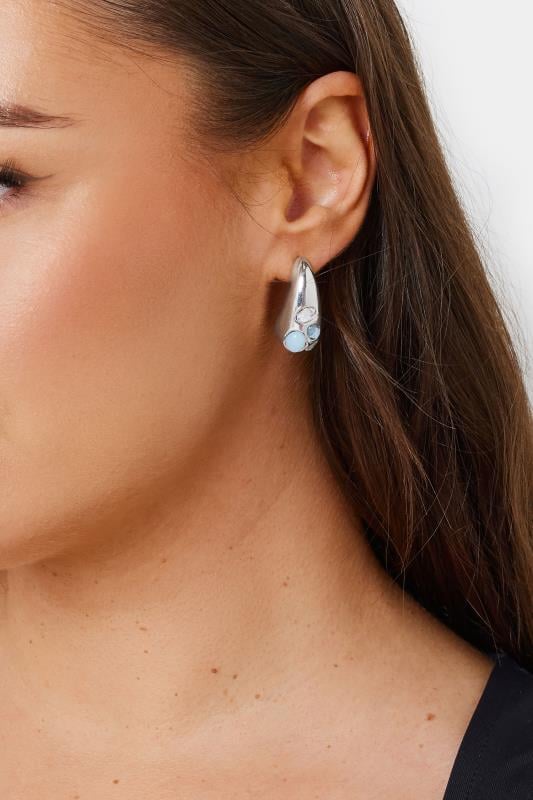 Silver Tone Diamante Tear Drop Earrings | Yours Clothing  1