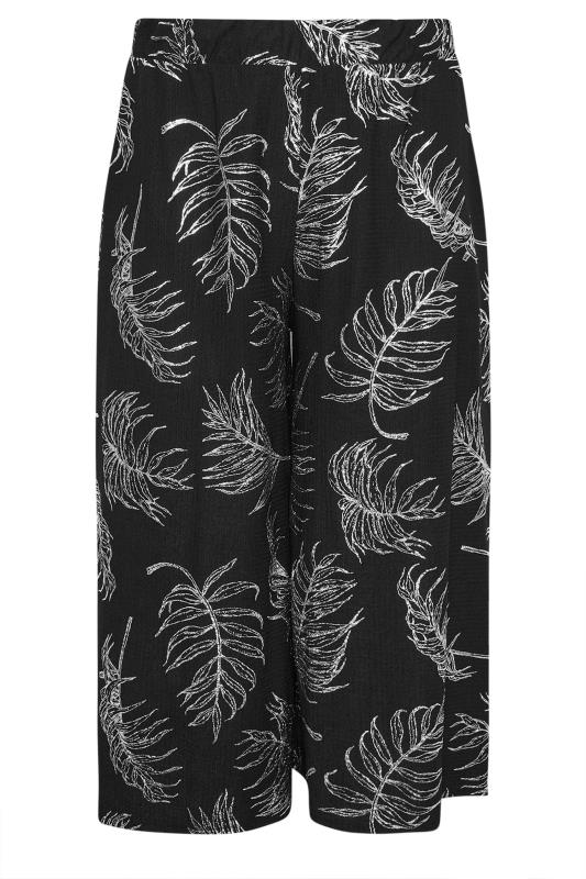 YOURS Plus Size Black Leaf Print Wide Leg Trousers | Yours Clothing 5