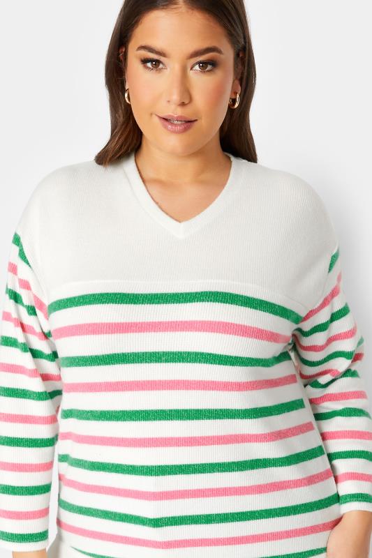 YOURS LUXURY Plus Size Curve White Stripe Long Sleeve Jumper | Yours Clothing  4