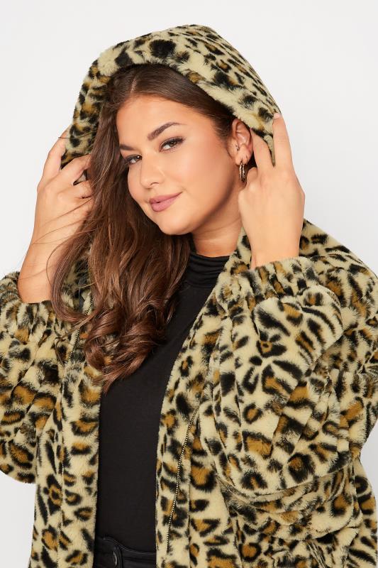 Plus Size Brown Leopard Print Faux Fur Jacket | Yours Clothing